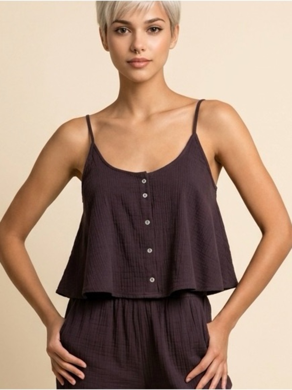 ZARA Linen Effect Crop Top Size Large NWT
